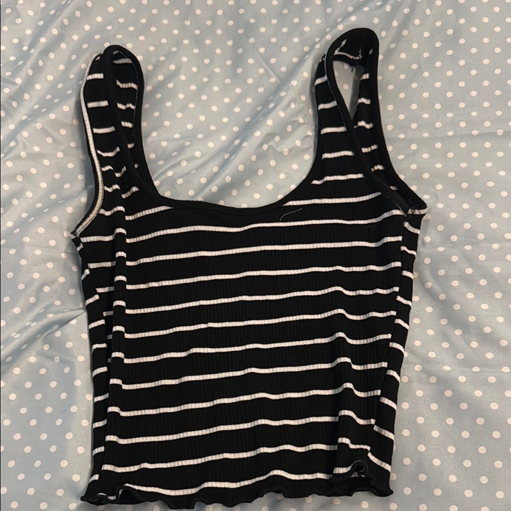 Black and White Striped Women's Top